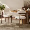 Modern Walnut Linen Dining Chair with Rubber Wood Legs, 1 Piece