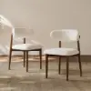 Modern Walnut Linen Dining Chair with Rubber Wood Legs, 1 Piece