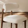 Modern Walnut Linen Dining Chair with Rubber Wood Legs, 1 Piece