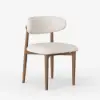 Modern Walnut Linen Dining Chair with Rubber Wood Legs, 1 Piece