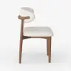 Modern Walnut Linen Dining Chair with Rubber Wood Legs, 1 Piece