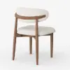 Modern Walnut Linen Dining Chair with Rubber Wood Legs, 1 Piece