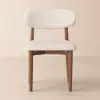 Modern Walnut Linen Dining Chair with Rubber Wood Legs, 1 Piece