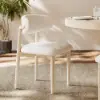 Modern Whitewashed Linen Dining Chair with Rubberwood Legs, 1 Piece