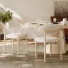 Modern Whitewashed Linen Dining Chair with Rubberwood Legs, 1 Piece