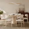 Modern Whitewashed Linen Dining Chair with Rubberwood Legs, 1 Piece