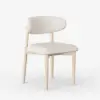 Modern Whitewashed Linen Dining Chair with Rubberwood Legs, 1 Piece