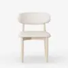 Modern Whitewashed Linen Dining Chair with Rubberwood Legs, 1 Piece