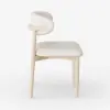 Modern Whitewashed Linen Dining Chair with Rubberwood Legs, 1 Piece