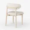 Modern Whitewashed Linen Dining Chair with Rubberwood Legs, 1 Piece