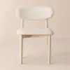 Modern Whitewashed Linen Dining Chair with Rubberwood Legs, 1 Piece