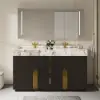 Artis 60" Double Sink Bathroom Vanity with Sintered Stone Countertop, 3 Drawers
