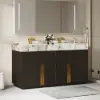 Artis 60" Double Sink Bathroom Vanity with Sintered Stone Countertop, 3 Drawers