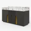 Artis 60" Double Sink Bathroom Vanity with Sintered Stone Countertop, 3 Drawers