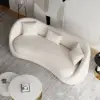 84" Performance Leather Curved Upholstered Sofa with Pillows