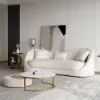 84" Performance Leather Curved Upholstered Sofa with Pillows