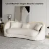 84" Performance Leather Curved Upholstered Sofa with Pillows