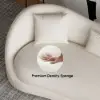 84" Performance Leather Curved Upholstered Sofa with Pillows