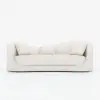 84" Performance Leather Curved Upholstered Sofa with Pillows