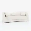 84" Performance Leather Curved Upholstered Sofa with Pillows