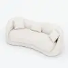 84" Performance Leather Curved Upholstered Sofa with Pillows