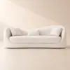 84" Performance Leather Curved Upholstered Sofa with Pillows