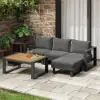 Slatera 4-Piece Modular Outdoor Sofa Set, Aluminium & Acacia for 4 Persons, in Light Grey