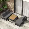 Slatera 4-Piece Modular Outdoor Sofa Set, Aluminium & Acacia for 4 Persons, in Light Grey