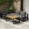 Slatera 4-Piece Modular Outdoor Sofa Set, Aluminium & Acacia for 4 Persons, in Light Grey