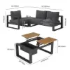 Slatera 4-Piece Modular Outdoor Sofa Set, Aluminium & Acacia for 4 Persons, in Light Grey