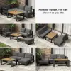 Slatera 4-Piece Modular Outdoor Sofa Set, Aluminium & Acacia for 4 Persons, in Light Grey
