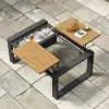 Slatera 4-Piece Modular Outdoor Sofa Set, Aluminium & Acacia for 4 Persons, in Light Grey