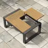 Slatera 4-Piece Modular Outdoor Sofa Set, Aluminium & Acacia for 4 Persons, in Light Grey