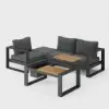 Slatera 4-Piece Modular Outdoor Sofa Set, Aluminium & Acacia for 4 Persons, in Light Grey