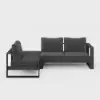 Slatera 4-Piece Modular Outdoor Sofa Set, Aluminium & Acacia for 4 Persons, in Light Grey