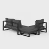 Slatera 4-Piece Modular Outdoor Sofa Set, Aluminium & Acacia for 4 Persons, in Light Grey