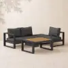 Slatera 4-Piece Modular Outdoor Sofa Set, Aluminium & Acacia for 4 Persons, in Light Grey