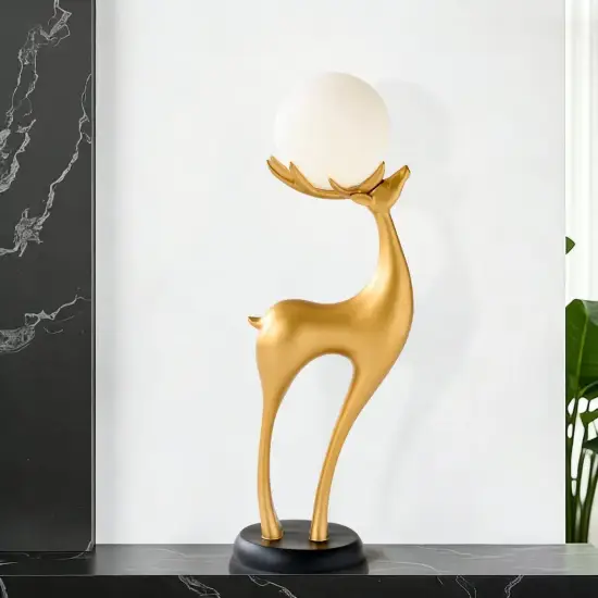Modern Resin Deer Floor Lamp with Remote Control – 76cm Tall with Light-Up Ball – 28cm