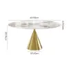 60" Round Glossy Sintered Stone Dining Table with Gold Metal Pedestal Base, Seats 6