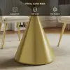 60" Round Glossy Sintered Stone Dining Table with Gold Metal Pedestal Base, Seats 6