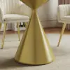60" Round Glossy Sintered Stone Dining Table with Gold Metal Pedestal Base, Seats 6