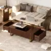 Grovyn 120 cm Fluted Lift-Top Coffee Table with 2 Drawers