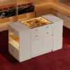 Selvo Saddle Leather Oatmeal Closet Island with Storage, Light and Jewellery Display