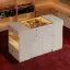 Selvo Saddle Leather Oatmeal Closet Island with Storage, Light and Jewellery Display