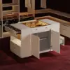 Selvo Saddle Leather Oatmeal Closet Island with Storage, Light and Jewellery Display