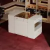 Selvo Saddle Leather Oatmeal Closet Island with Storage, Light and Jewellery Display