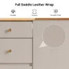 Selvo Saddle Leather Oatmeal Closet Island with Storage, Light and Jewellery Display