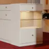 Selvo Saddle Leather Oatmeal Closet Island with Storage, Light and Jewellery Display