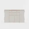 Selvo Saddle Leather Oatmeal Closet Island with Storage, Light and Jewellery Display