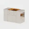 Selvo Saddle Leather Oatmeal Closet Island with Storage, Light and Jewellery Display